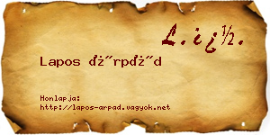 Lapos Árpád névjegykártya